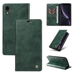 YIKATU Litchi Card Magnetic Automatic Suction Leather Flip Cover for iPhone Xr (6.1 inch) - Green