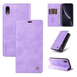 YIKATU Litchi Card Magnetic Automatic Suction Leather Flip Cover for iPhone Xr (6.1 inch) - Purple
