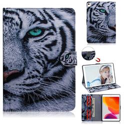 White Tiger Painting Tablet Leather Wallet Flip Cover for Apple iPad 10.2 (2019)
