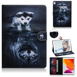 Wolf and Dog Painting Tablet Leather Wallet Flip Cover for Apple iPad 10.2 (2019)