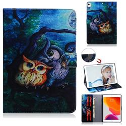 Oil Painting Owl Painting Tablet Leather Wallet Flip Cover for Apple iPad 10.2 (2019)