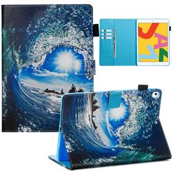 Waves and Sun Matte Leather Wallet Tablet Case for Apple iPad 10.2 (2019)