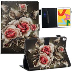 Black Rose Matte Leather Wallet Tablet Case for Apple iPad 10.2 (2019)