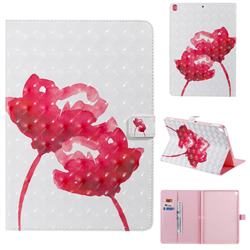 Red Rose 3D Painted Tablet Leather Wallet Case for Apple iPad 10.2 (2019)