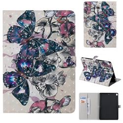 Black Butterfly 3D Painted Tablet Leather Wallet Case for Apple iPad 10.2 (2019)
