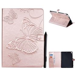 Embossing 3D Butterfly Leather Wallet Case for Apple iPad 10.2 (2019) - Rose Gold