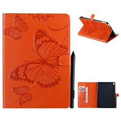 Embossing 3D Butterfly Leather Wallet Case for Apple iPad 10.2 (2019) - Orange