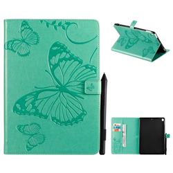 Embossing 3D Butterfly Leather Wallet Case for Apple iPad 10.2 (2019) - Green