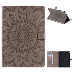 Embossing Sunflower Leather Flip Cover for Apple iPad 10.2 (2019) - Gray