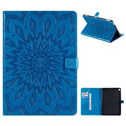 Embossing Sunflower Leather Flip Cover for Apple iPad 10.2 (2019) - Blue