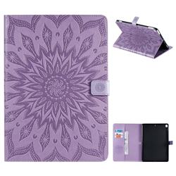 Embossing Sunflower Leather Flip Cover for Apple iPad 10.2 (2019) - Purple