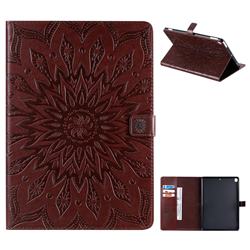 Embossing Sunflower Leather Flip Cover for Apple iPad 10.2 (2019) - Brown