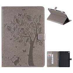 Embossing Butterfly Tree Leather Flip Cover for Apple iPad 10.2 (2019) - Grey