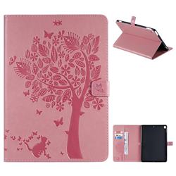 Embossing Butterfly Tree Leather Flip Cover for Apple iPad 10.2 (2019) - Pink