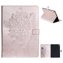 Embossing Butterfly Tree Leather Flip Cover for Apple iPad 10.2 (2019) - Rose Gold