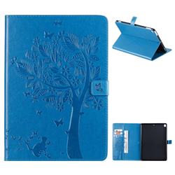 Embossing Butterfly Tree Leather Flip Cover for Apple iPad 10.2 (2019) - Blue