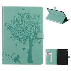 Embossing Butterfly Tree Leather Flip Cover for Apple iPad 10.2 (2019) - Cyan