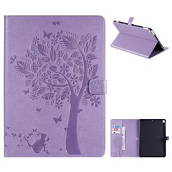 Embossing Butterfly Tree Leather Flip Cover for Apple iPad 10.2 (2019) - Purple
