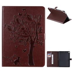 Embossing Butterfly Tree Leather Flip Cover for Apple iPad 10.2 (2019) - Brown