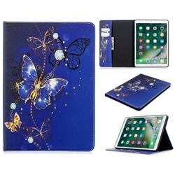Gold and Blue Butterfly Folio Stand Tablet Leather Wallet Case for Apple iPad 10.2 (2019)