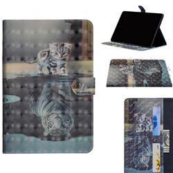Tiger and Cat 3D Painted Leather Tablet Wallet Case for Apple iPad Pro 11 2018