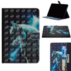 Snow Wolf 3D Painted Leather Tablet Wallet Case for Apple iPad Pro 11 2018