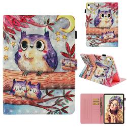 Purple Owl 3D Painted Leather Wallet Tablet Case for Apple iPad Pro 11 2018