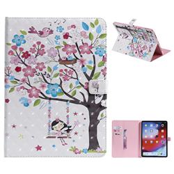 Flower Tree Swing Girl 3D Painted Tablet Leather Wallet Case for Apple iPad Pro 11 2018