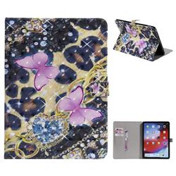 Violet Butterfly 3D Painted Tablet Leather Wallet Case for Apple iPad Pro 11 2018