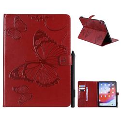 Embossing 3D Butterfly Leather Wallet Case for Apple iPad Pro 11 2018 - Red