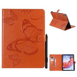 Embossing 3D Butterfly Leather Wallet Case for Apple iPad Pro 11 2018 - Orange