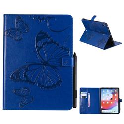 Embossing 3D Butterfly Leather Wallet Case for Apple iPad Pro 11 2018 - Blue