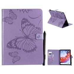 Embossing 3D Butterfly Leather Wallet Case for Apple iPad Pro 11 2018 - Purple
