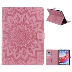 Embossing Sunflower Leather Flip Cover for Apple iPad Pro 11 2018 - Pink