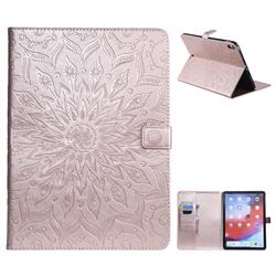 Embossing Sunflower Leather Flip Cover for Apple iPad Pro 11 2018 - Rose Gold