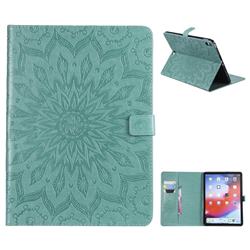 Embossing Sunflower Leather Flip Cover for Apple iPad Pro 11 2018 - Green