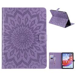 Embossing Sunflower Leather Flip Cover for Apple iPad Pro 11 2018 - Purple