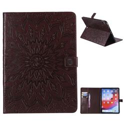 Embossing Sunflower Leather Flip Cover for Apple iPad Pro 11 2018 - Brown