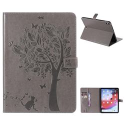Embossing Butterfly Tree Leather Flip Cover for Apple iPad Pro 11 2018 - Grey