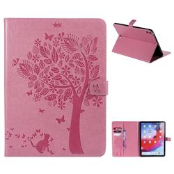 Embossing Butterfly Tree Leather Flip Cover for Apple iPad Pro 11 2018 - Pink