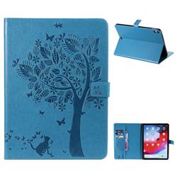Embossing Butterfly Tree Leather Flip Cover for Apple iPad Pro 11 2018 - Blue