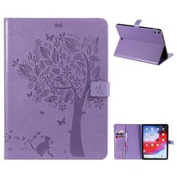 Embossing Butterfly Tree Leather Flip Cover for Apple iPad Pro 11 2018 - Purple
