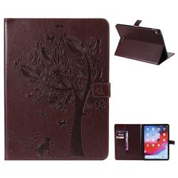 Embossing Butterfly Tree Leather Flip Cover for Apple iPad Pro 11 2018 - Brown