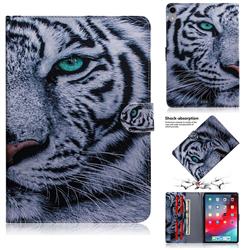 White Tiger Painting Tablet Leather Wallet Flip Cover for Apple iPad Pro 11 2018