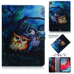Oil Painting Owl Painting Tablet Leather Wallet Flip Cover for Apple iPad Pro 11 2018