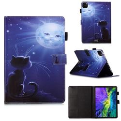 Cat and Moon Matte Leather Wallet Tablet Case for Apple iPad Pro 11 2018