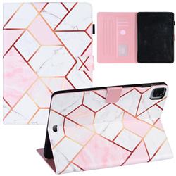 Pink White Stitching Color Marble Leather Flip Cover for Apple iPad Pro 11(2018)