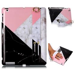 Tricolor Marble Clear Bumper Glossy Rubber Silicone Wrist Band Tablet Stand Holder Cover for iPad 4 the New iPad iPad2 iPad3