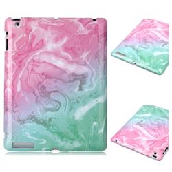 Pink Green Marble Clear Bumper Glossy Rubber Silicone Phone Case for iPad 4 the New iPad iPad2 iPad3