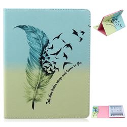 Feather Bird Folio Stand Leather Wallet Case for iPad 4 / the New iPad / iPad 2 / iPad 3
